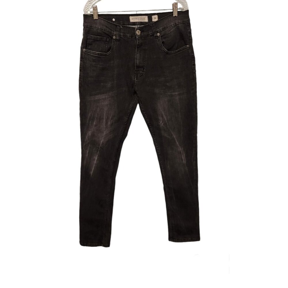 Evolution In Design‎ Jeans Mens Size 34x32 Stretch Slim Black Faded Look Skater